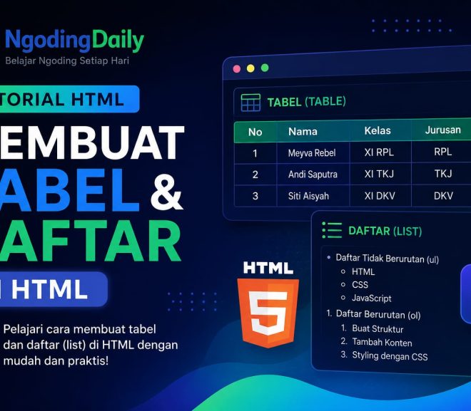Membuat Tabel dan Daftar di HTML