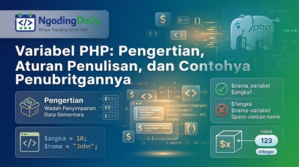 Variabel PHP Pengertian, Aturan Penulisan, dan Contohnya