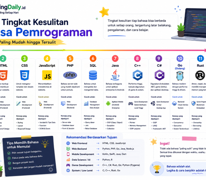 Urutan Tingkat Kesulitan Bahasa Pemrograman: Dari yang Paling Mudah hingga Tersulit