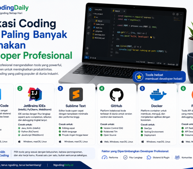 Aplikasi Coding yang Paling Banyak Digunakan Developer Profesional