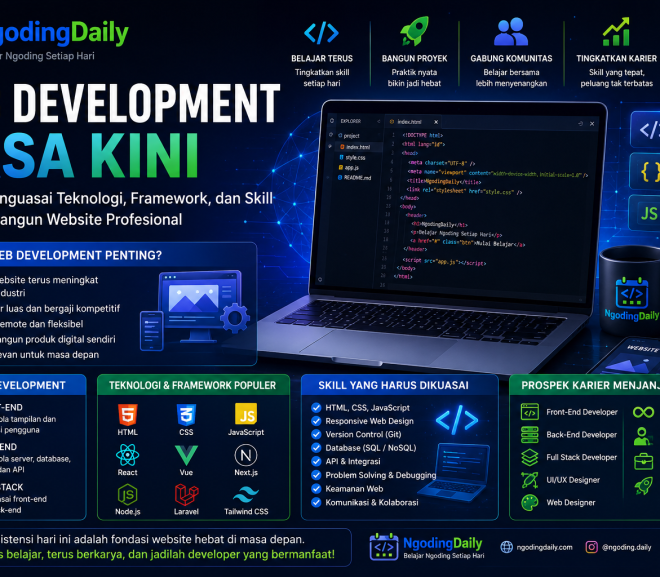 Web Development Masa Kini: Panduan Menguasai Teknologi, Framework, dan Skill untuk Membangun Website Profesional